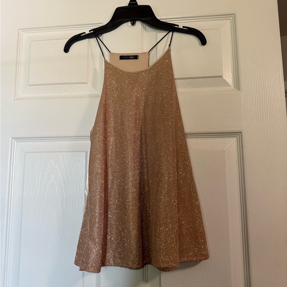 Gold Sparkle Sleeveless Top